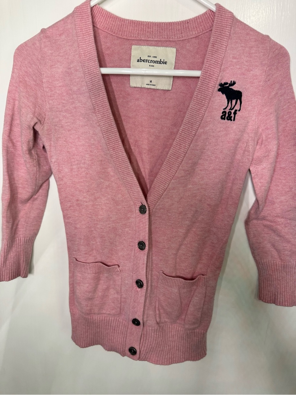 abercrombie kids Pink V-Neck Button Cardigan Sweater